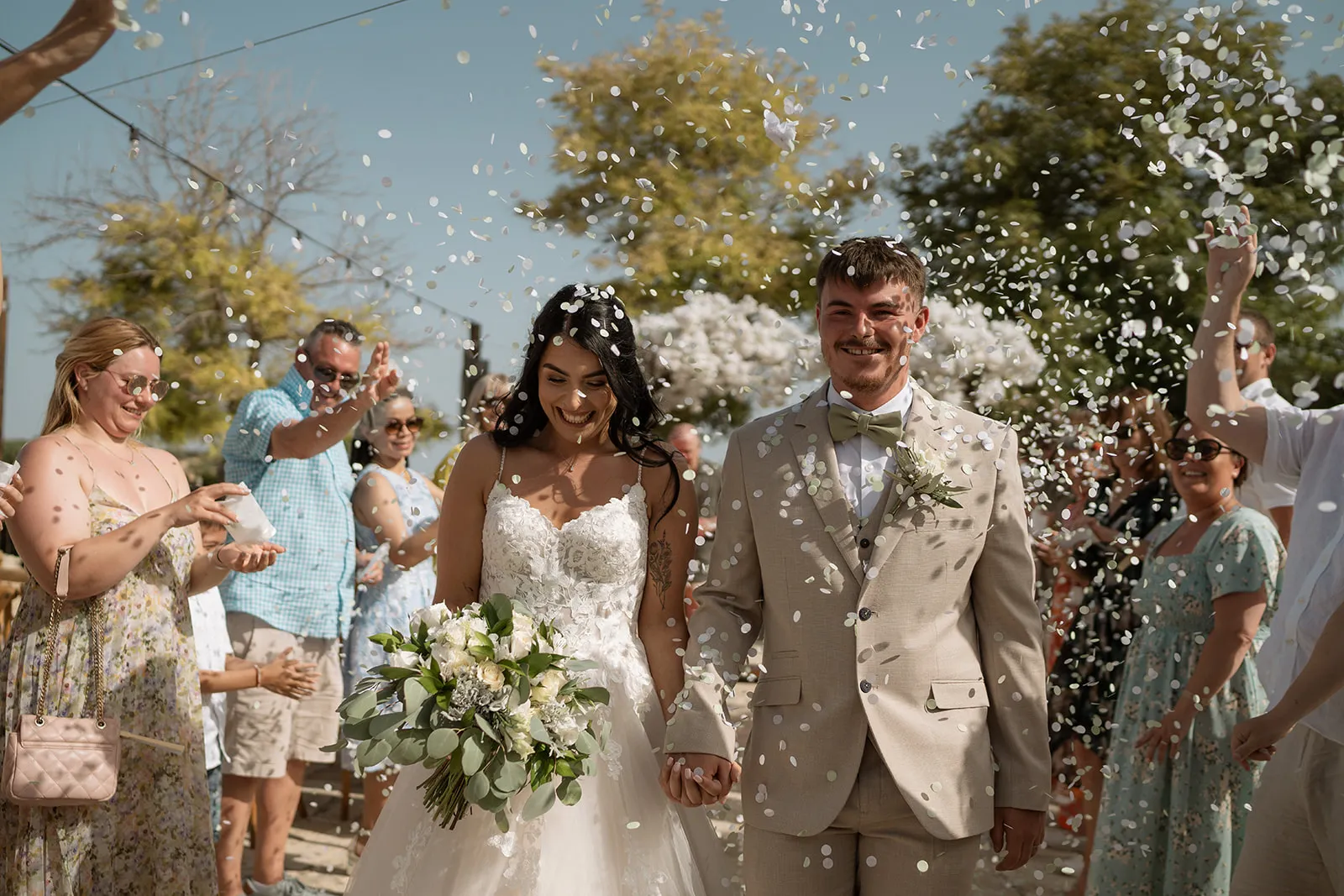 Couple at Almyra Hotel during their Cyprus seafront wedding