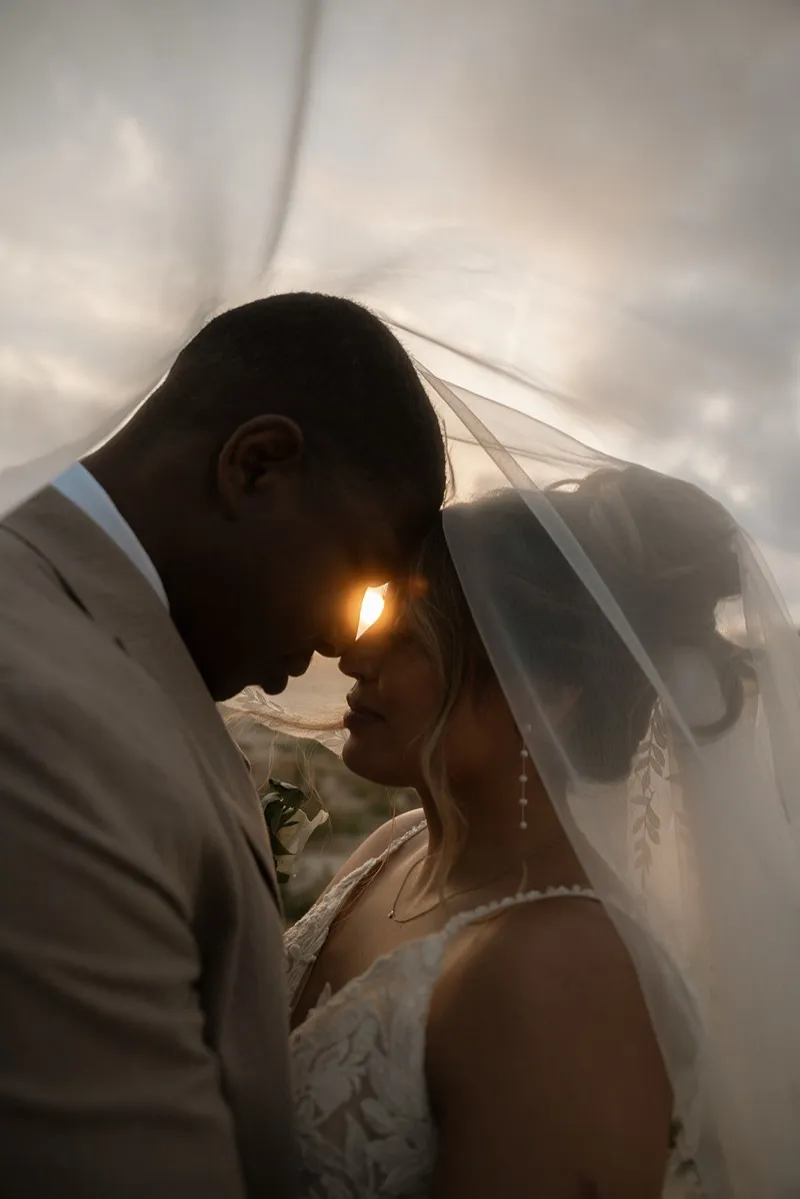 Bride and groom during their Limassol wedding portrait session